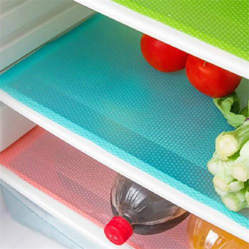 fridge shelf liner 4pcs Refrigerator Pad Non-Slip Waterproof Can Be Cut Fridge Shelf Liner Mat Kitchen Washable Drawer Cabinet Pads Table Placemats