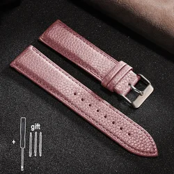 Elegant Lychee Leather Watch Band - High - Quality Unisex Bracelet Strap - 12mm (Pink)
