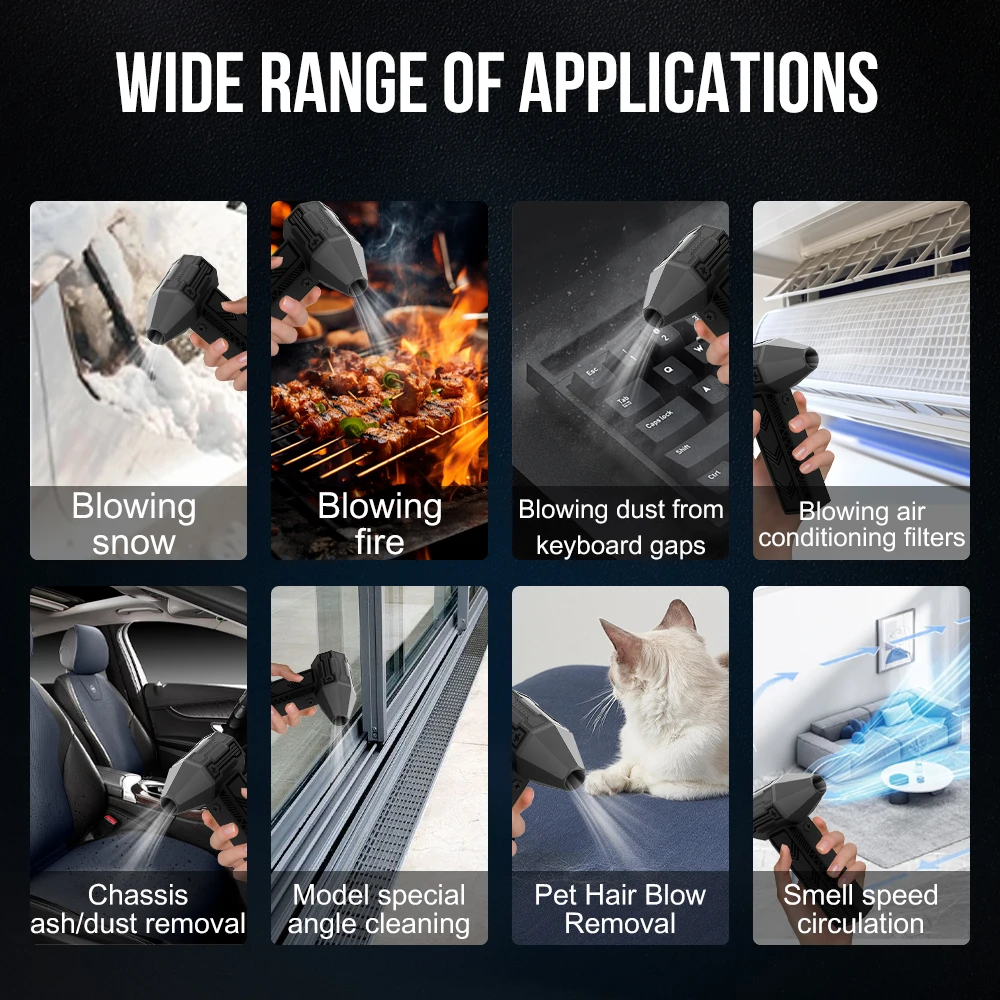 2 In 1 Compressed Air Duster Jump Starter 130000rpm Electric Air Blower Portable Jet Turbo Fan Dust Snow Blower 7200mAh Battery
