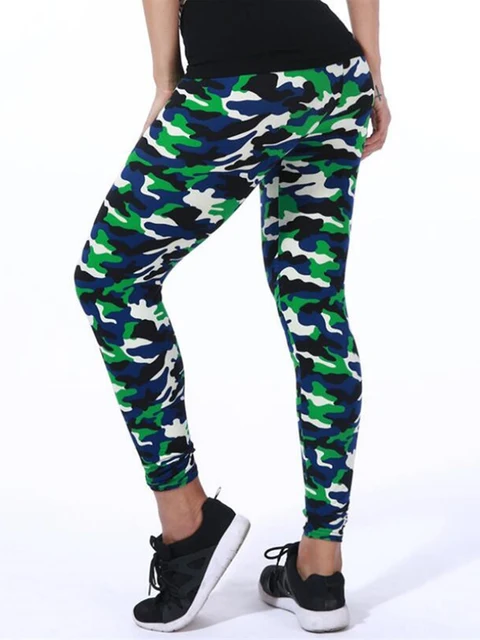 Camouflage Womens Leggins Slim Stretch Graffiti Style Trouser Army Green 6