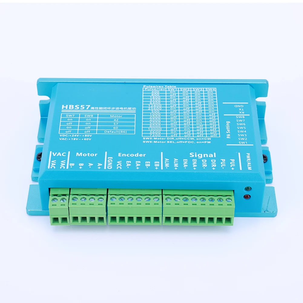 HBS57 스테퍼 모터 드라이버 컨트롤러 AC20-80V/DC24-70V 스텝 모터 드라이버 엔코더 1000 라인 2상 Nema23/Nema24 모터용