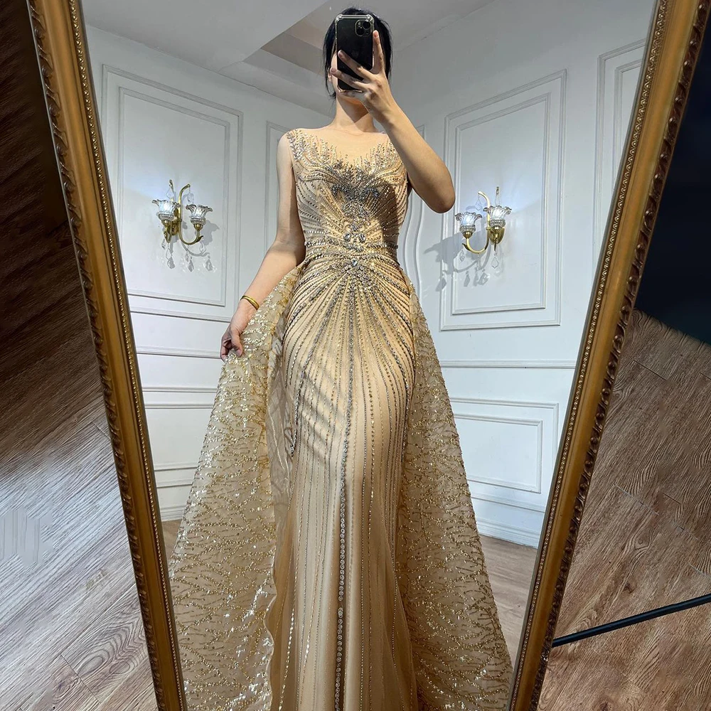 Fit and Flare Flutter Sleeve Evening Gown