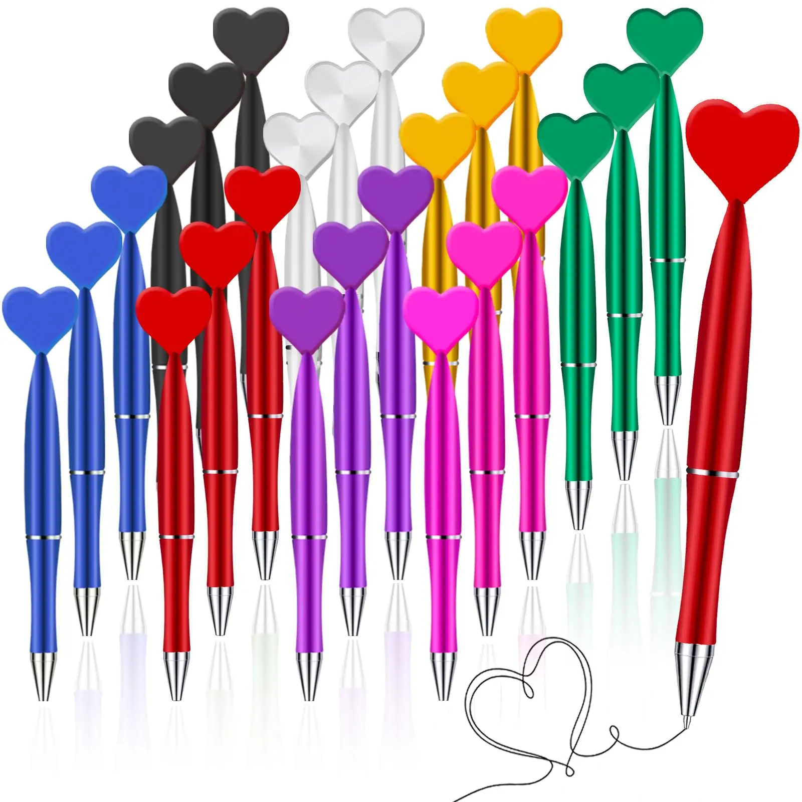 

200Pcs Heart Rotary Ballpoint Pen Love Heart Ball Pens Plastic Pens Student Ballpoint Pen School Supplies Stationery