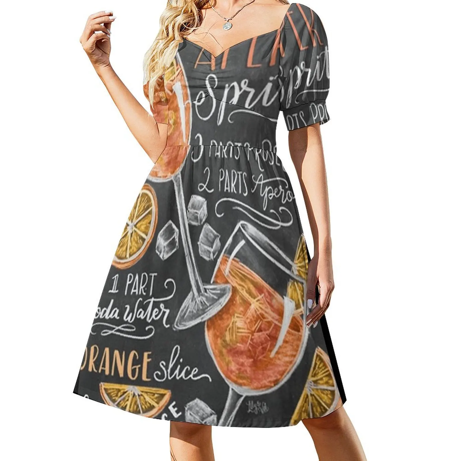 thumbnail image 1 of Vestido de manga corta Aperol Spritz Fresh Design Vestidos de mujer Ropa de mujer, 1 of 7