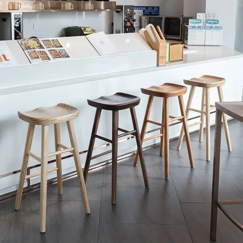 VIP Solid Wood Home Chair High Stool Modern Minimalist Bar Chair Bar Stool bar table chair combination Nordic