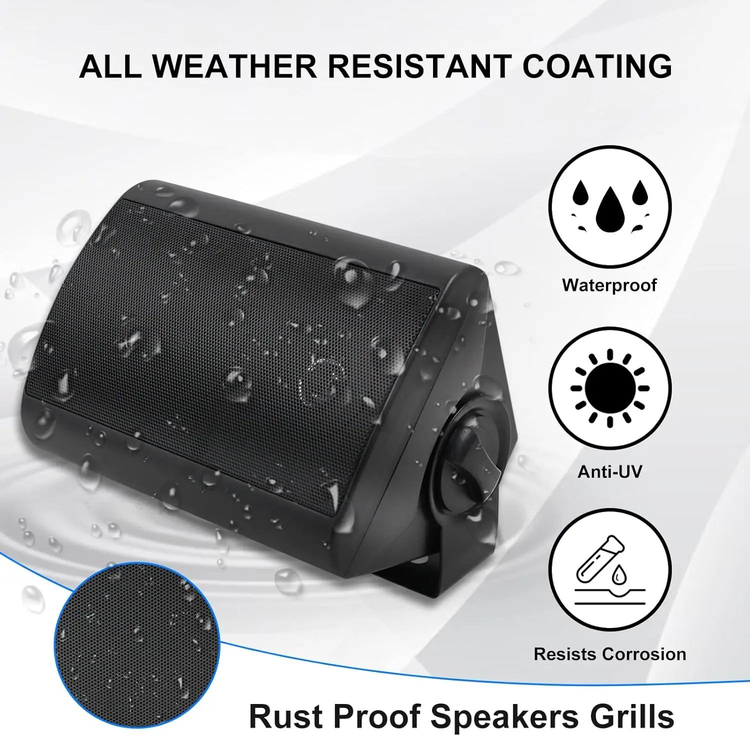4PCS Passive Outdoor Speakers Wired Waterproof 4'' 2-Way 400W Wall Mounted Speakers With Dome Tweeter All-Weather Durability 2