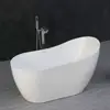 White 54 Acrylic Freestanding Bathtub Contemporary Soaking Tub with Brushed Nickel Overflow and Drain easy maintenance 3