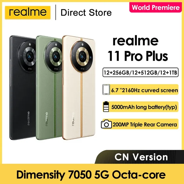 Realme 11 Pro Plus 5G Smartphone Dimensity 7050 6.7'' AMOLED 200 MP Camera  5000 mAh NFC