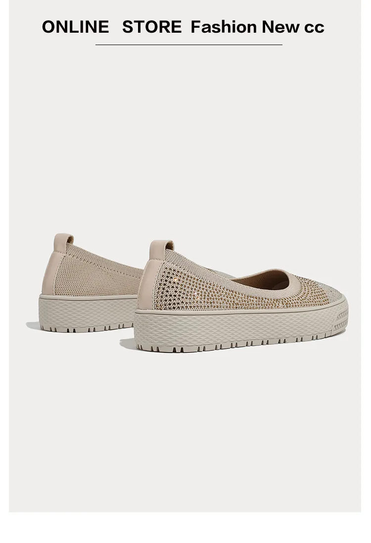 2023 new single shoe female flying knitting shallow mouth increase board shoes fisherman shoes knitted flat loafers