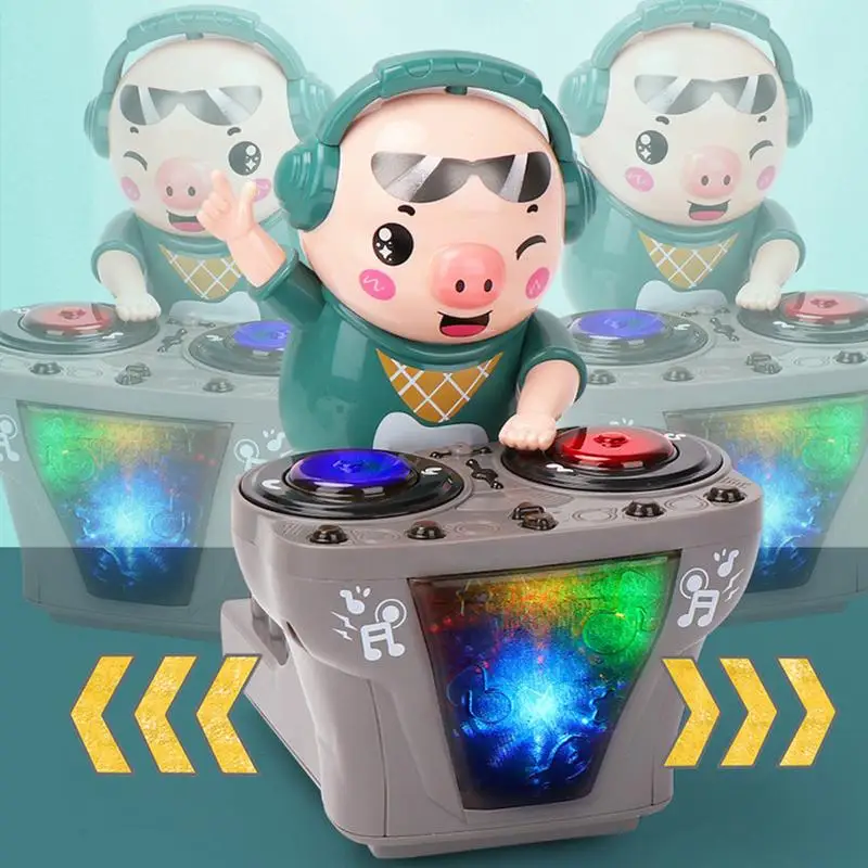 Cartoon DJ Rock Pig Electric Toys with Music and Light Children's Dancing Rock DJ  Dolls Disc Music Toys for Baby Kids Birthday 3