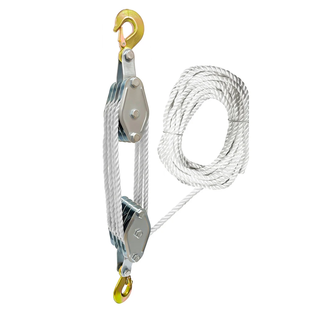 Rope Pulley Hoist 270&deg; Rotatable Polyethylene Rope Pulley Block Crane Heavy Duty Manual Lifting Device