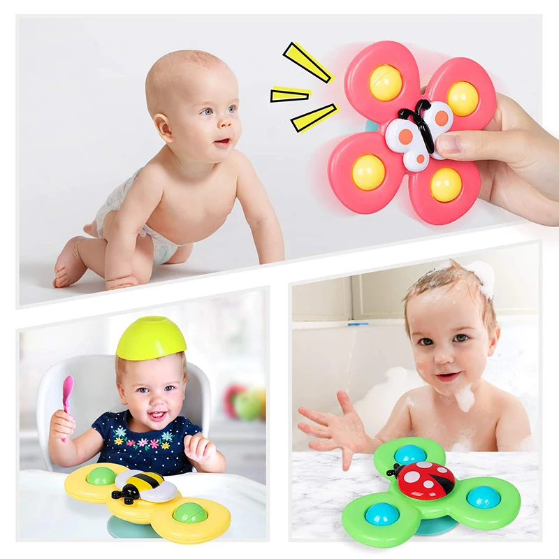  Hooku 3 Pcs Suction Cup Spinner Toys, Baby Fidget