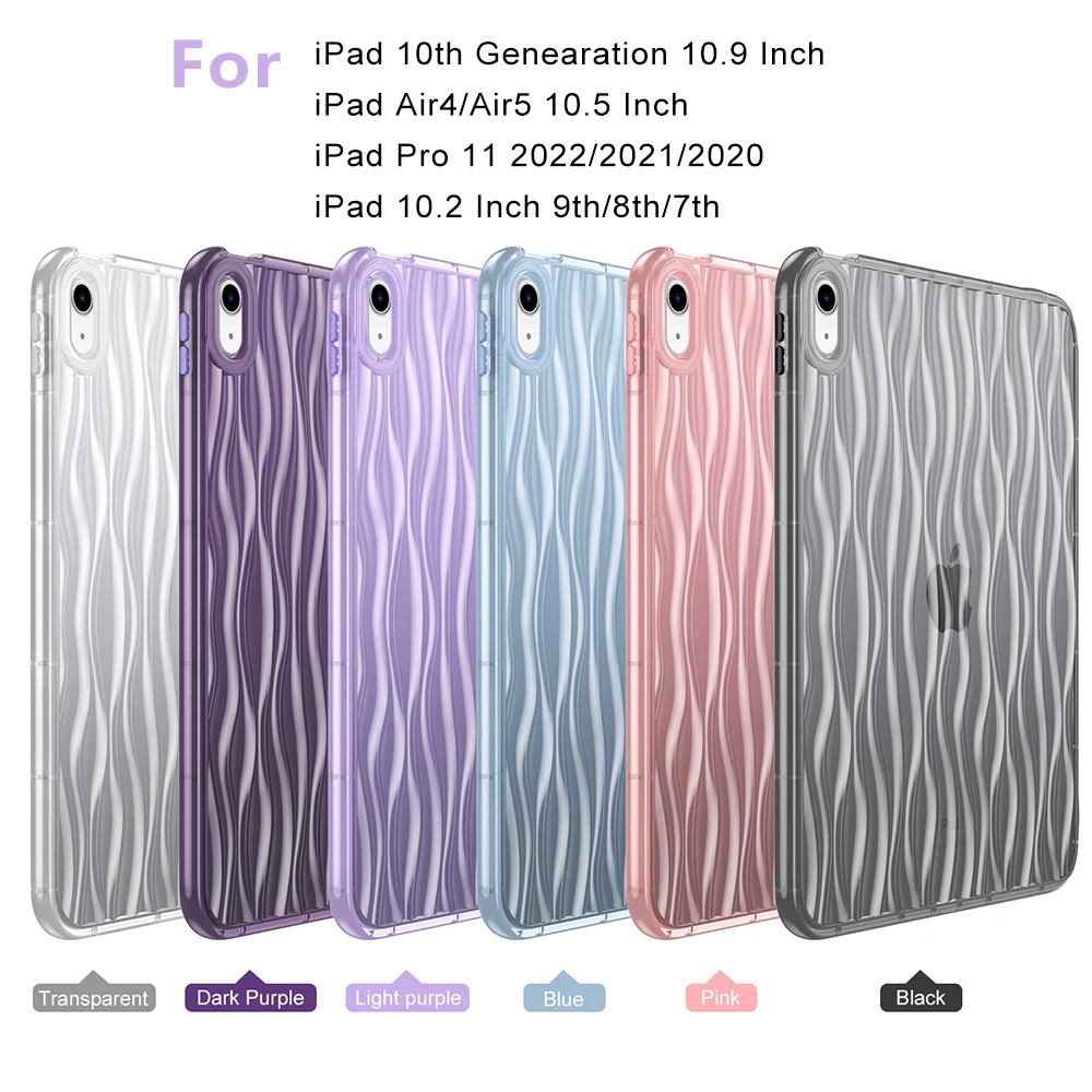 2023 Water Ripple Case Per Ipad 10Th Generation 10.9 Pollici Funda Ipad 10.2 ''9Th/8Th/7Th Ipad Pro11 Air5 Air4 2022 Cover In Silicone