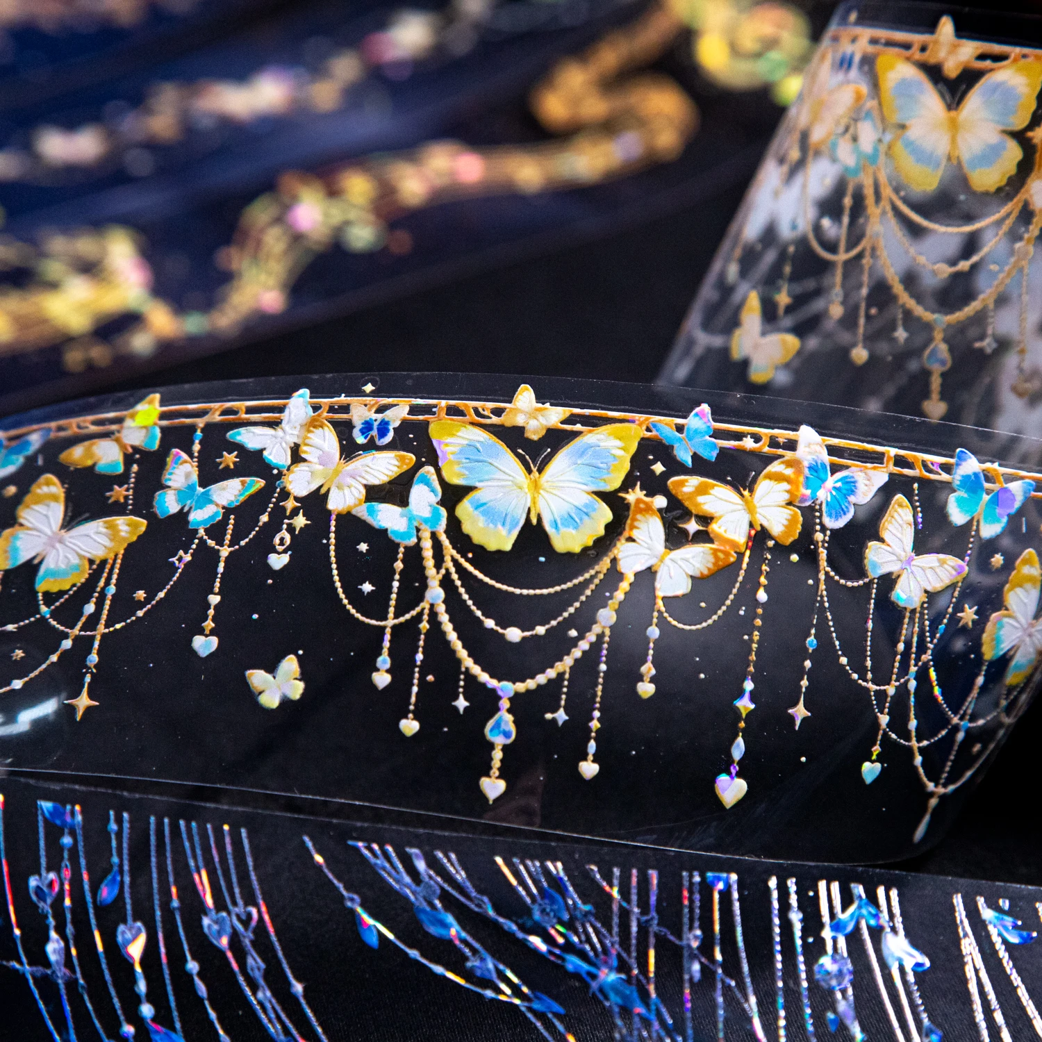 스타라이트 펜던트 체인 시리즈 빈티지 나비 라이트 풍경 PET 테이프 창의적인 DIY 저널 재료 콜라주 문구류