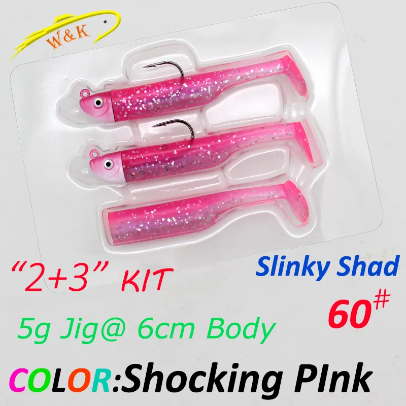 Enhanced Fishing Lure Kit - Slinky Shad Soft Lures with Jig Heads for Rock and Mud Minnow Fishing