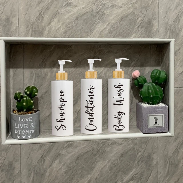 3 Flaconi Con Pompa Per Shampoo 500ml - Dispenser Riutilizzabili Per Doccia, Bianco - Foto 11