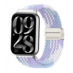 Magnetic Nylon Strap Bracelet Wristband Replacement for Mi Band 10 Pro (Purple white)