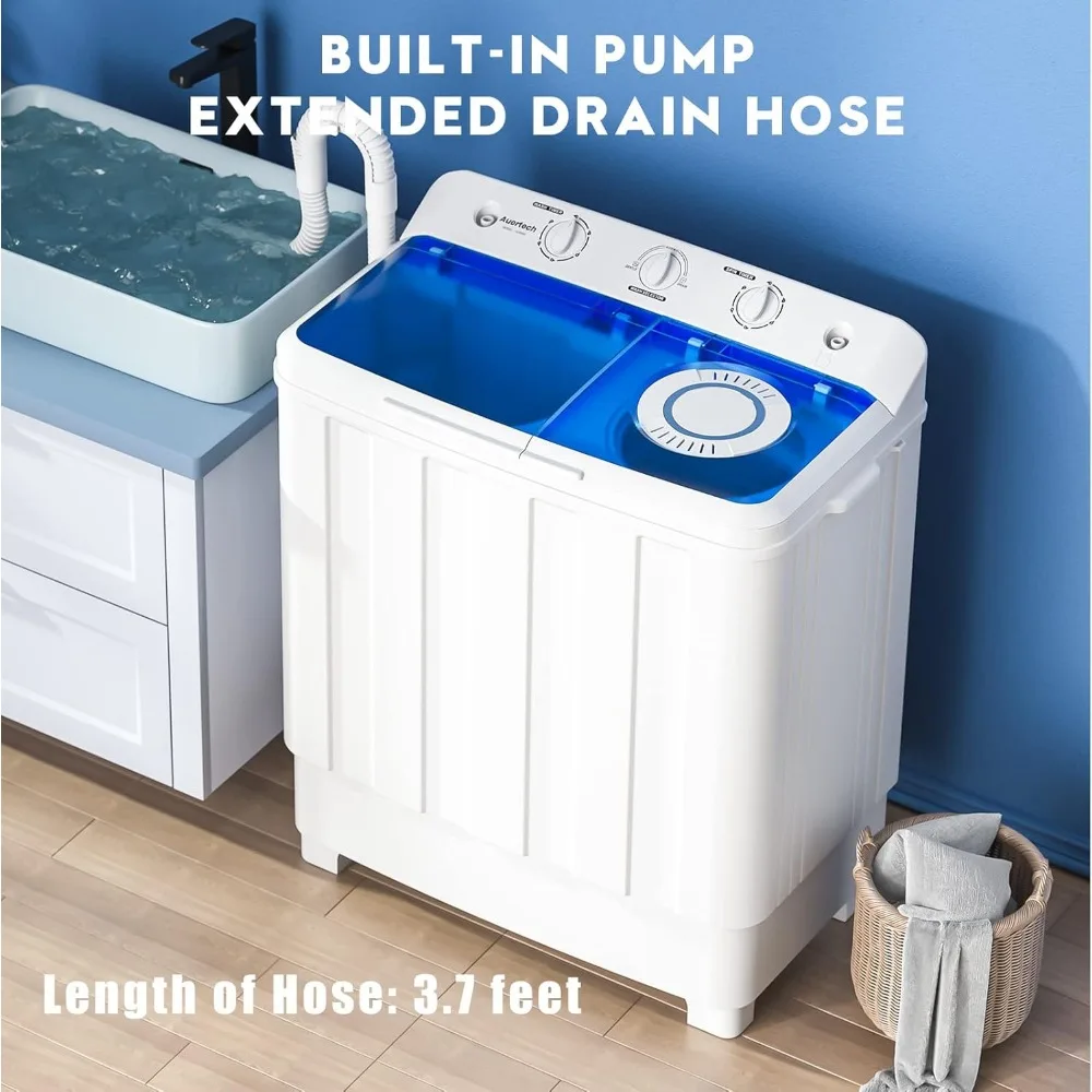 28 pound double bucket washing machine with drain pump, semi-automatic 18 pound washing machine with 10pound rotator combination 3