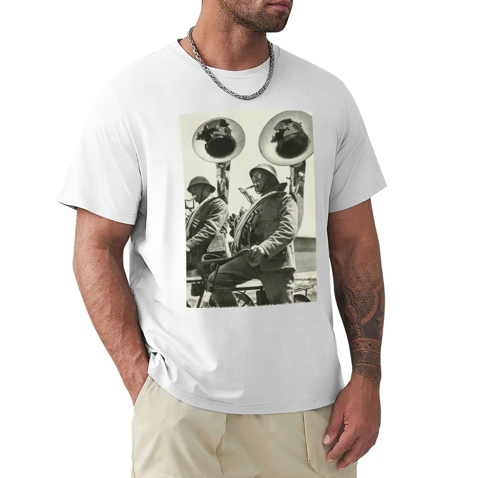 Tuba Players Vintage Photo, T-Shirt 1920S Sports Fans Funnys Hippie Clothes Men Clothes