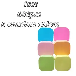 Vibrant Collection of Anti - Curl Sticky Notes - Round & Square for Office, School, and Memos (1set 600pcs 6 Random)