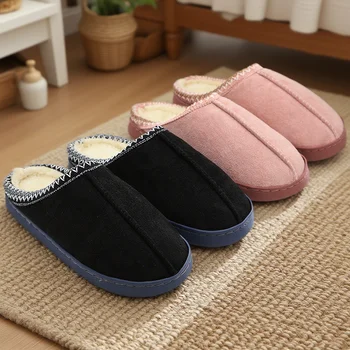 Cotton Slippers for Autumn and Winter, Indoor Thick-Soled Non-Slip Thickened Home Slippers for Couples, Warm and Plush with Soft Soles 1