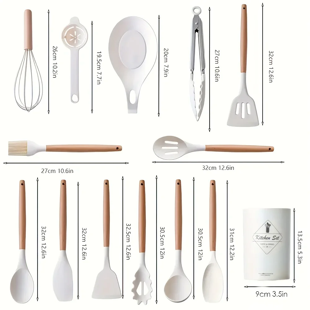 Silicone Kitchenware Storage Bucket, Wheat Stalk Color Knife Set, Kitchen  Tools, Cutter Set, Kitchen Accessories Tools, 19 Pcs - AliExpress