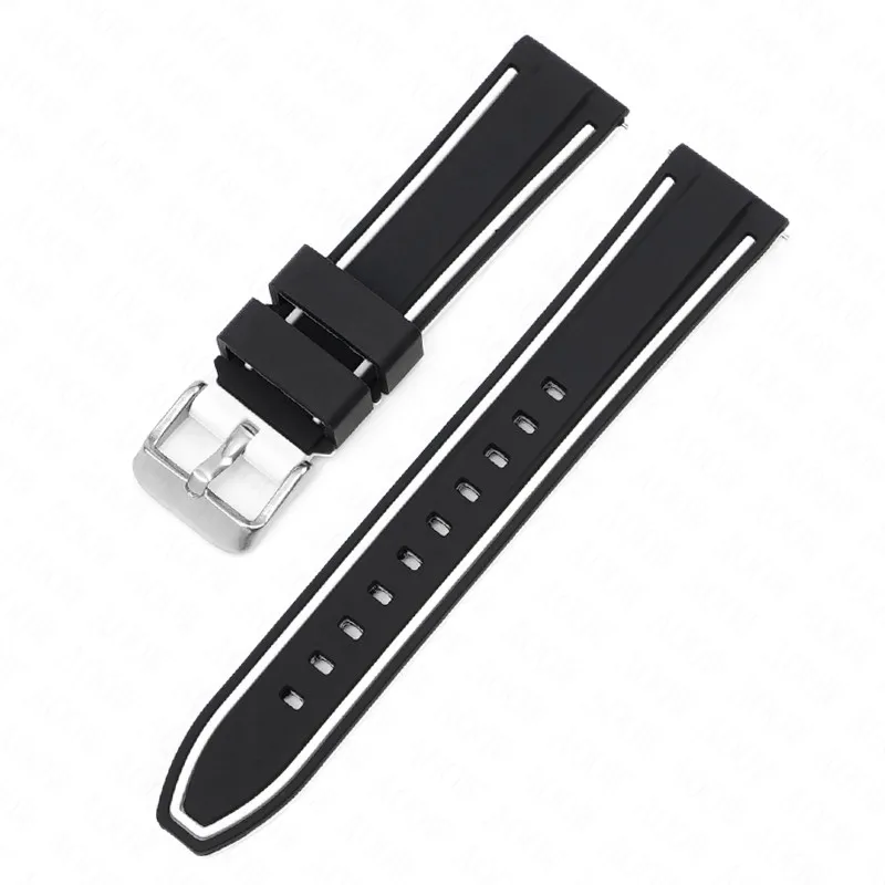 Enhanced Title: Dual-Color Quick Release Waterproof Silicone Watch Strap