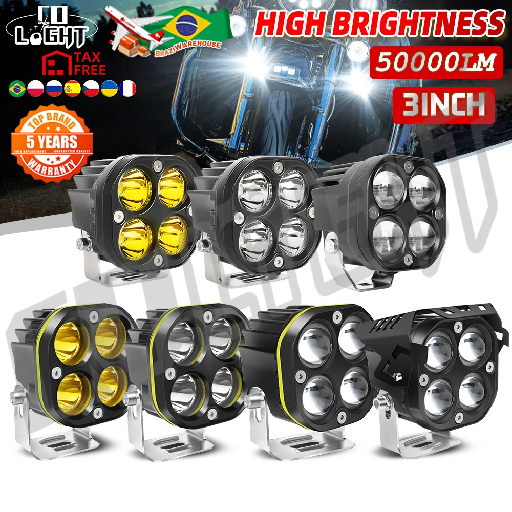 

CO LIGHT Motorcycle Spotlights 3 Inch Car DRL 50000LM LED Work Spot Light 4x4 Offroad RGB Strobe Fog Lamp Automotive Accessories