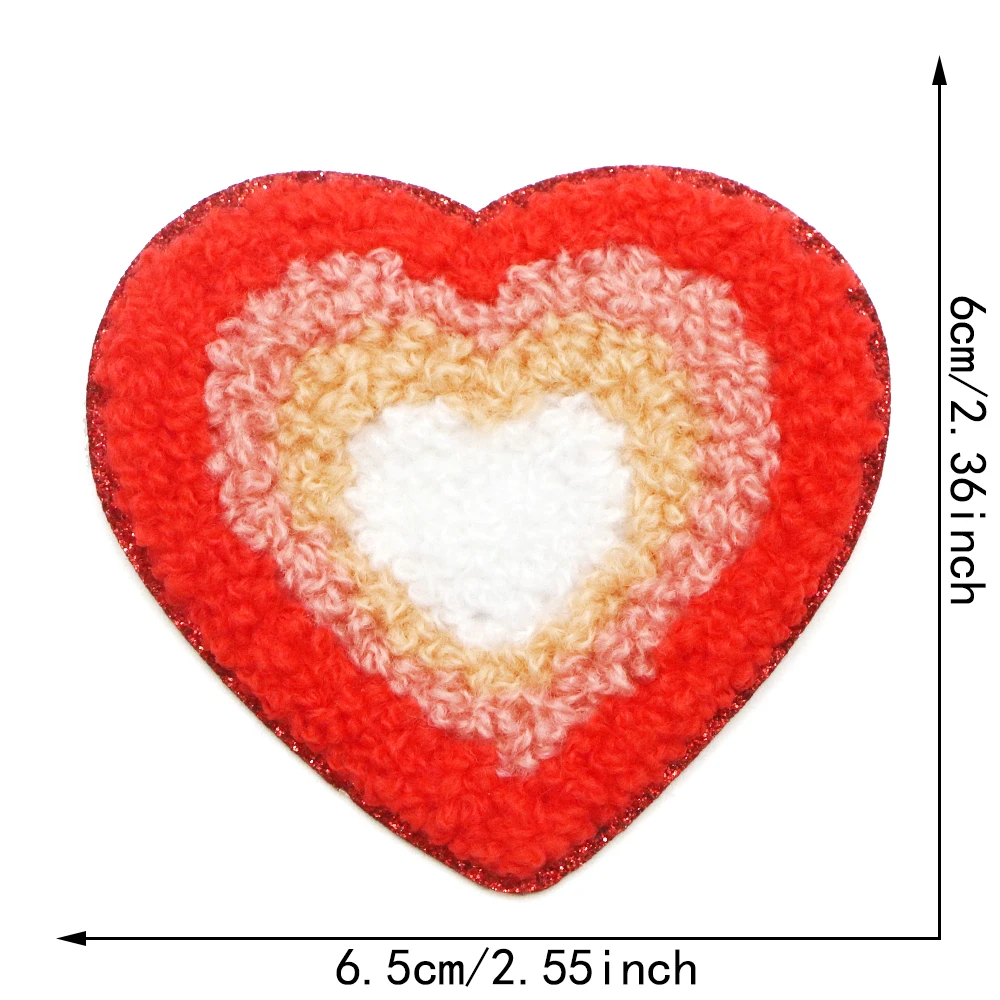 3 teile/los Farbe blockiert liebe Chenille Patch Eisen auf Patch Für Kleidung Nähen Motiv Applique Kleidung Aufkleber Für T-shirt Hüte Dekor – Detail 13