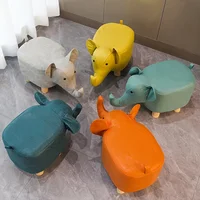 1 Elephant Stool Children's Animal Stool Cute and Creative Elephant Stool Solid Wood Technology Cloth Perfect for Living Room 2