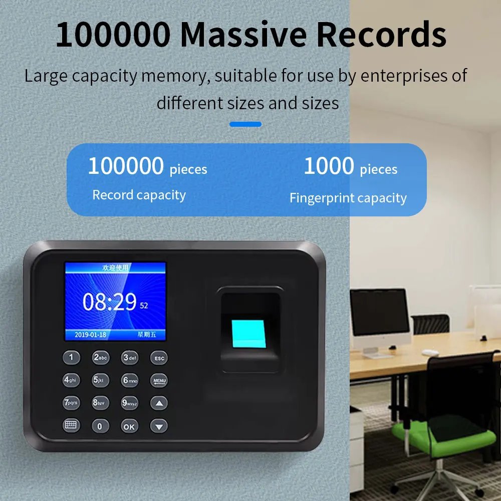 2.4 Inch A5 Biometric Time Attendance System USB Recorder Fingerprint Reader Employee Control Machine