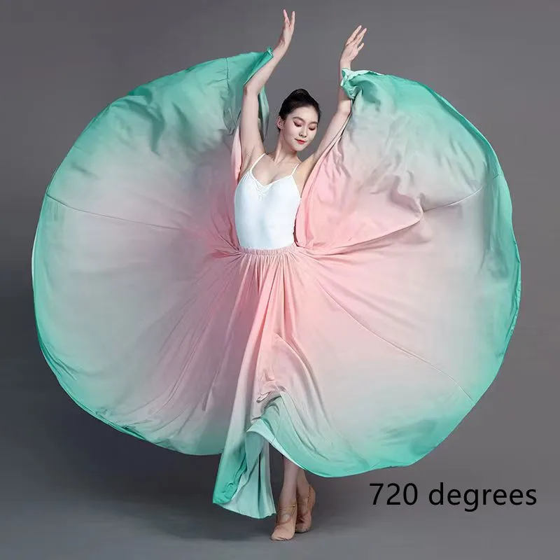 360/540/720 Degree Flamenco Dance Performer Gradient Skirts for Women Stage Performance Classical Dance Practicing Skirt