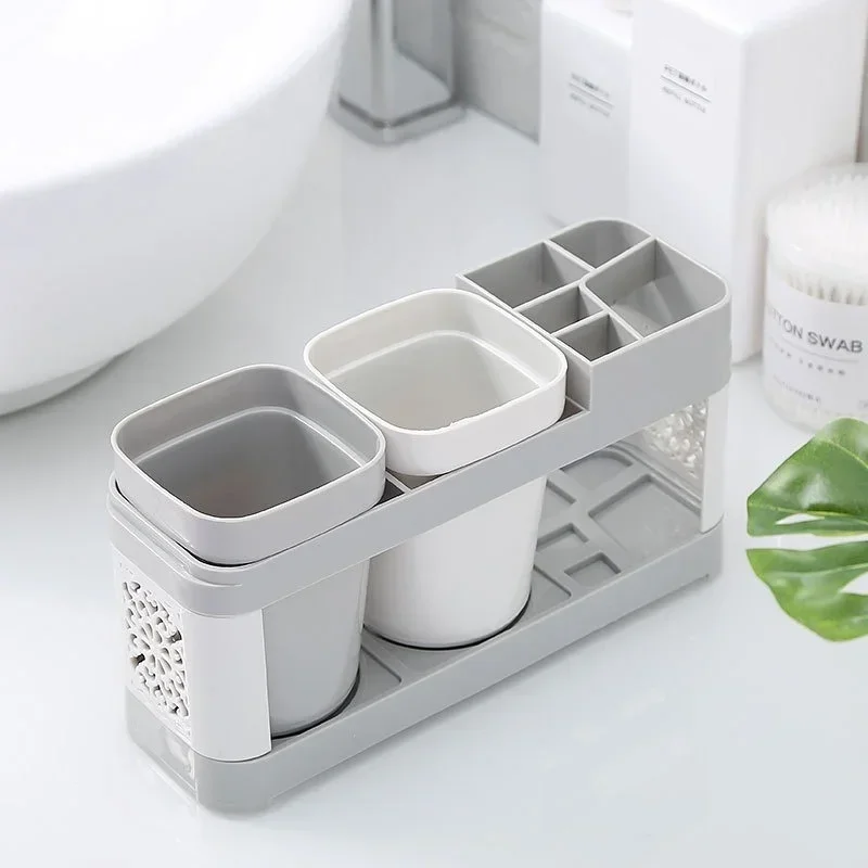 Electric Toothbrush Organizer Holder Thicken Bottom Independent Grids Sturdy Simple Water Draining Toothbrush Toothpaste Stand