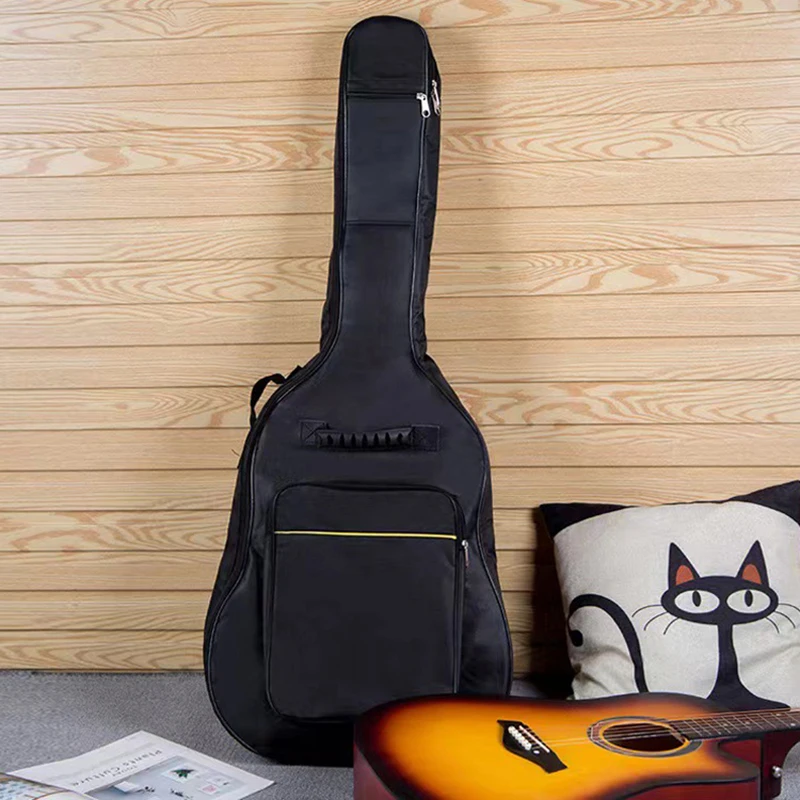 

Водонепроницаемая сумка для гитары 41 дюйм, двойные ремни из ткани Оксфорд, мягкий черный рюкзак для гитары, аксессуары для гитары