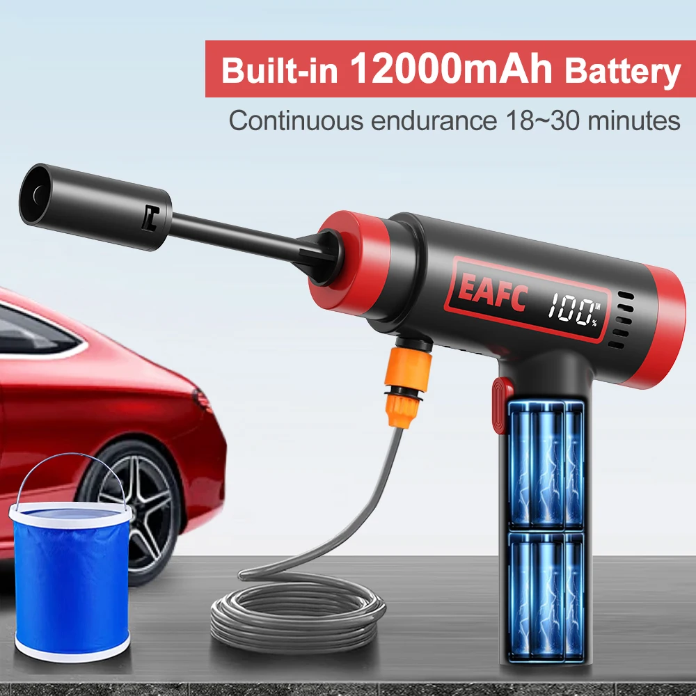 EAFC 60Bar 고압 자동차 세척기 무선 세척기 물총 도구 펌프 가정용 자동차용 리튬 충전식 내장