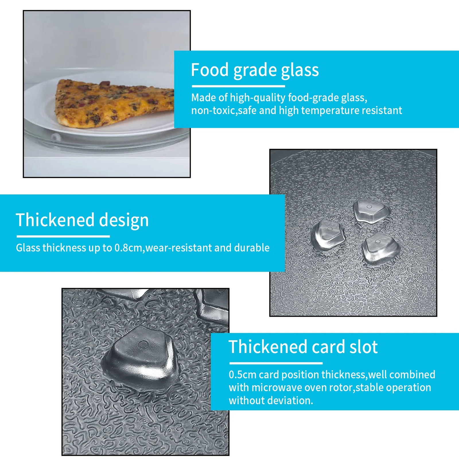 Round Microwave Glass Plate Replacement Accessories, 9.6 10 10.6 12.4  Microwave Oven Cooking Plate, Microwave Plate Kit With Microwave Turntable