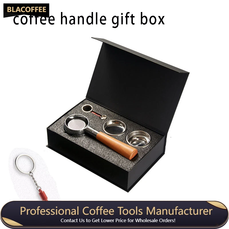 

Coffee Machine Handle Stainless Steel Pressure Filter Powder Cup Barista Tools Solid Wood Bottomless Handle Coffee portafilter