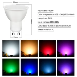 WiFi - Enabled Smart LED GU10 Bulb with App Control & Voice Assistant Integration - Yes (220V 9W)