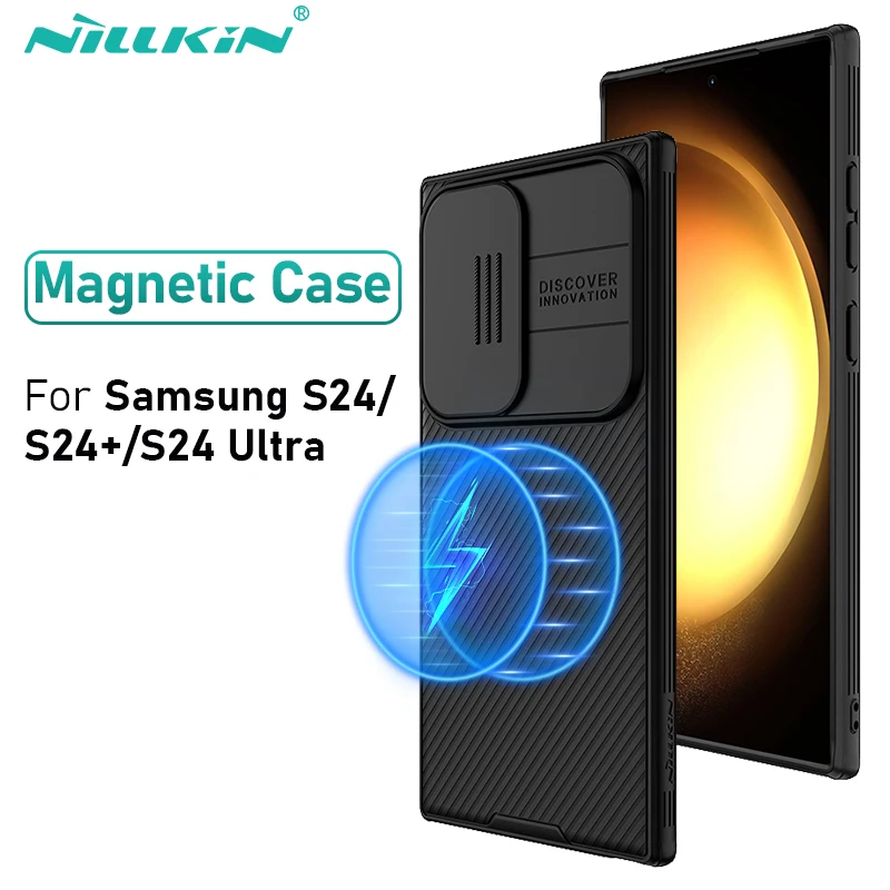 For Samsung Galaxy S24 Ultra Magsafe Case NILLKIN CamShield Pro Magnetic Case Slide Lens Protection Cover For Samsung S24/S24 +