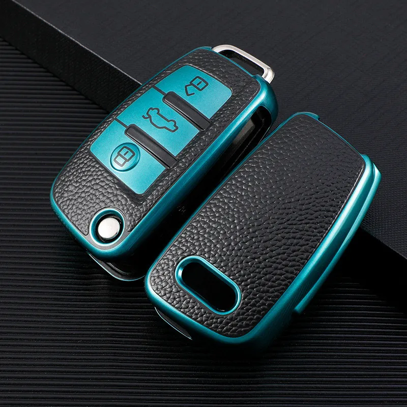 Luxury Leather Car Key Cover - Sleek Foldable Protection