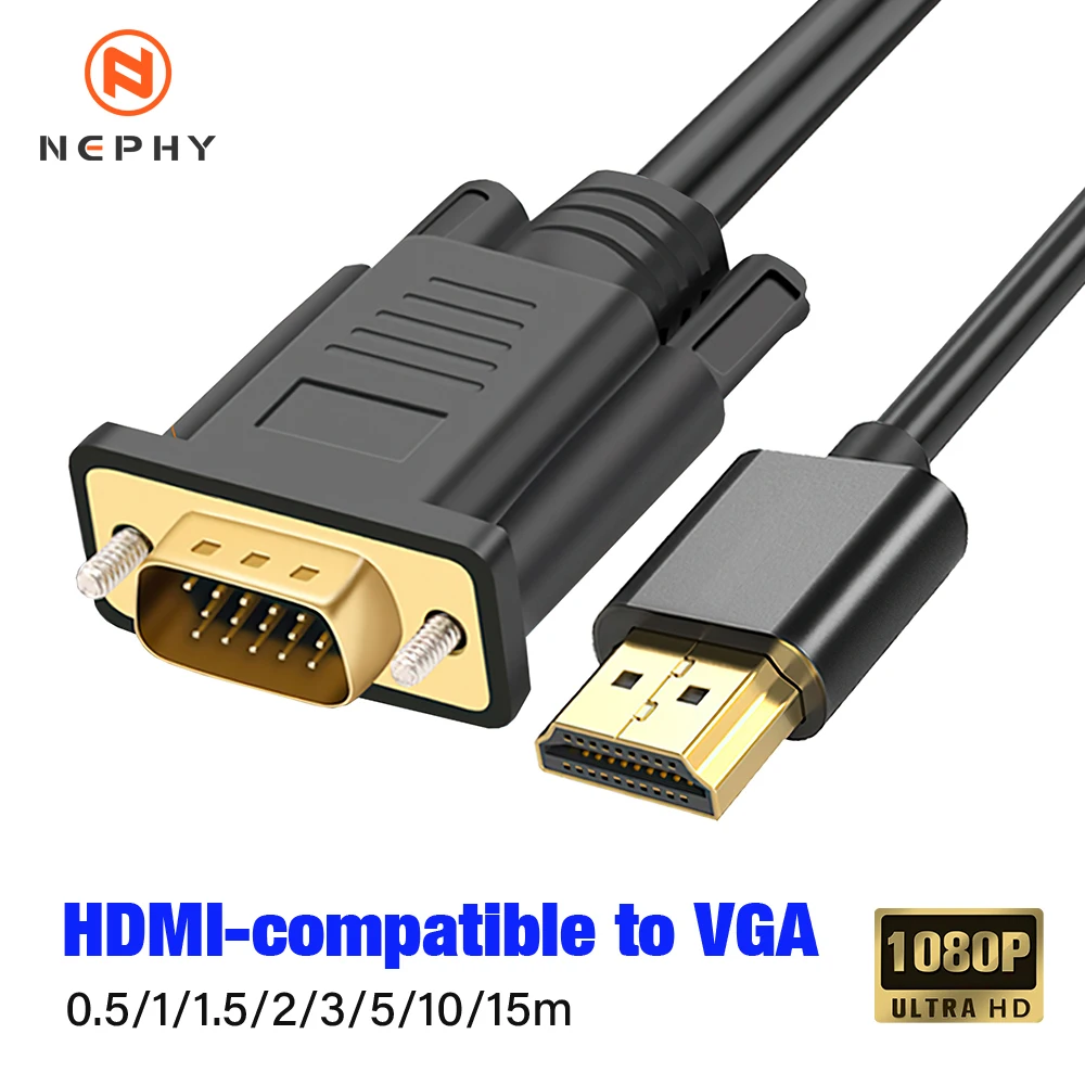 Cable adaptador HDMI a VGA de 1080P para PC portátil PS4 PS5 Xbox Switch TV Box Monitor proyector convertidor Cable de vídeo largo 3m 5m 10m