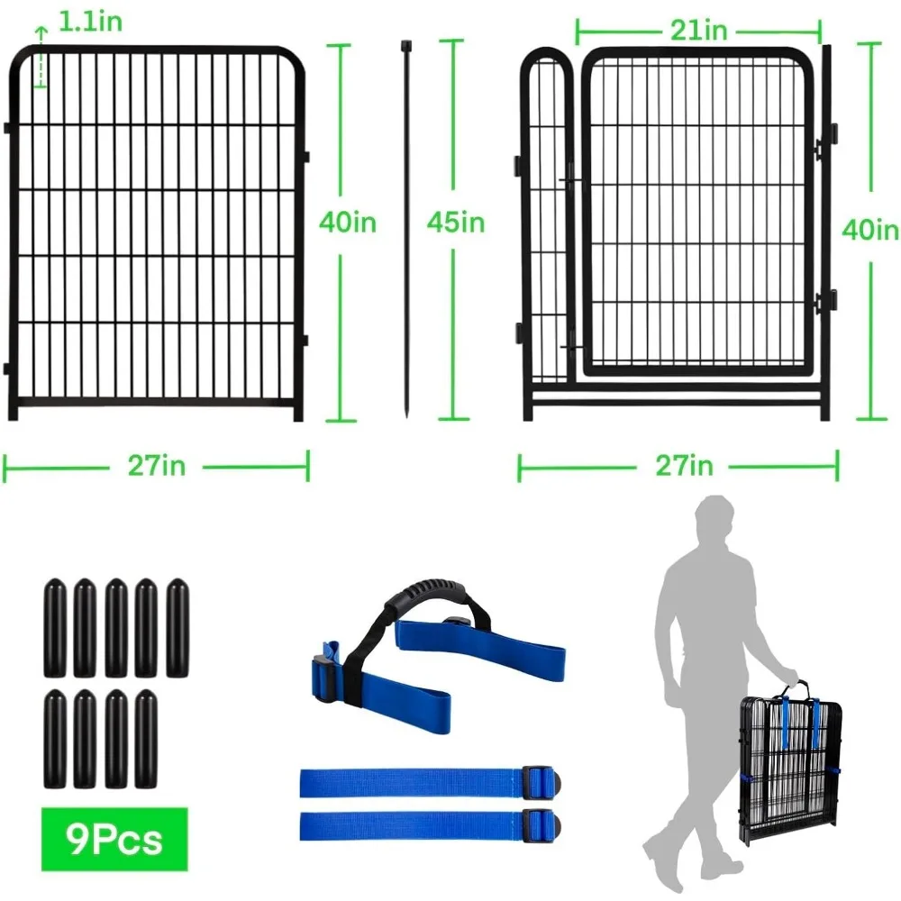 Garden Fence 40 inch High, Dog Fence Outdoor for Yard, 21" Wide Low Threshold Gate, Fencing for Garden Beds, Border