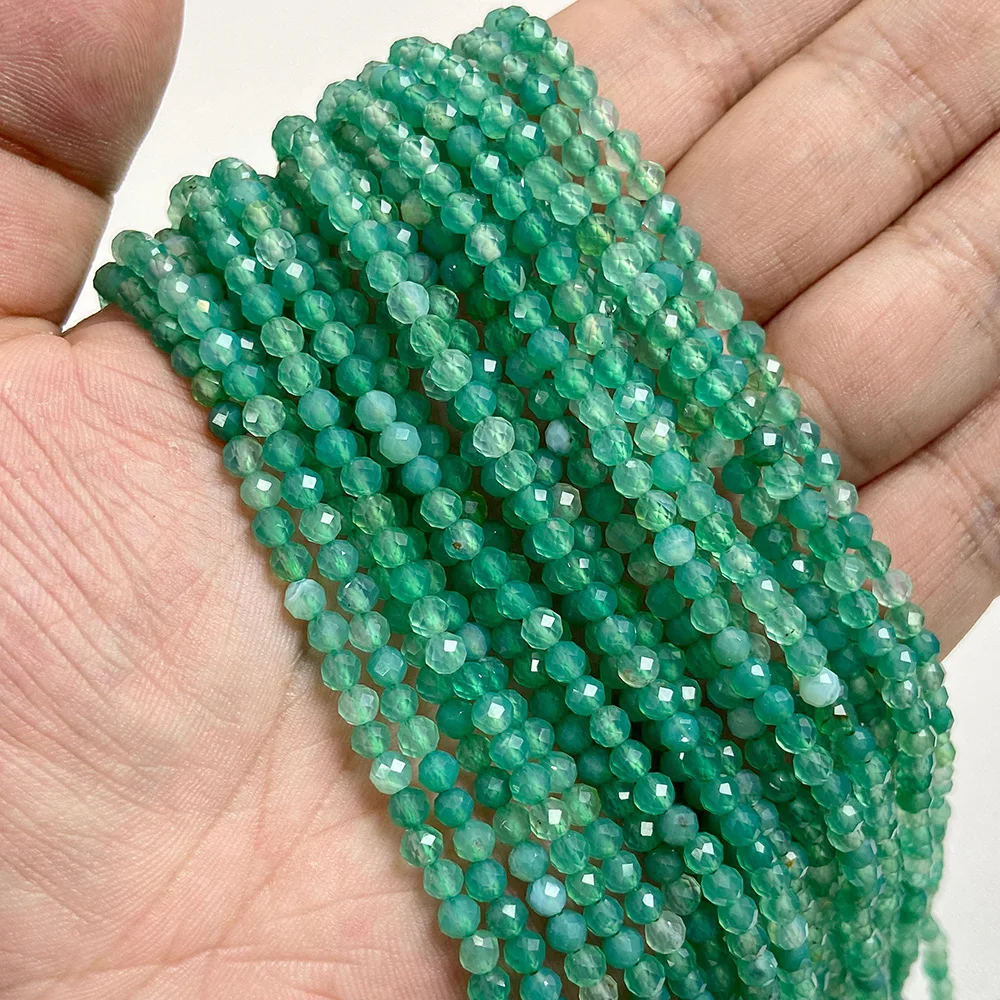 Small Green Natural Stone Faceted Beads