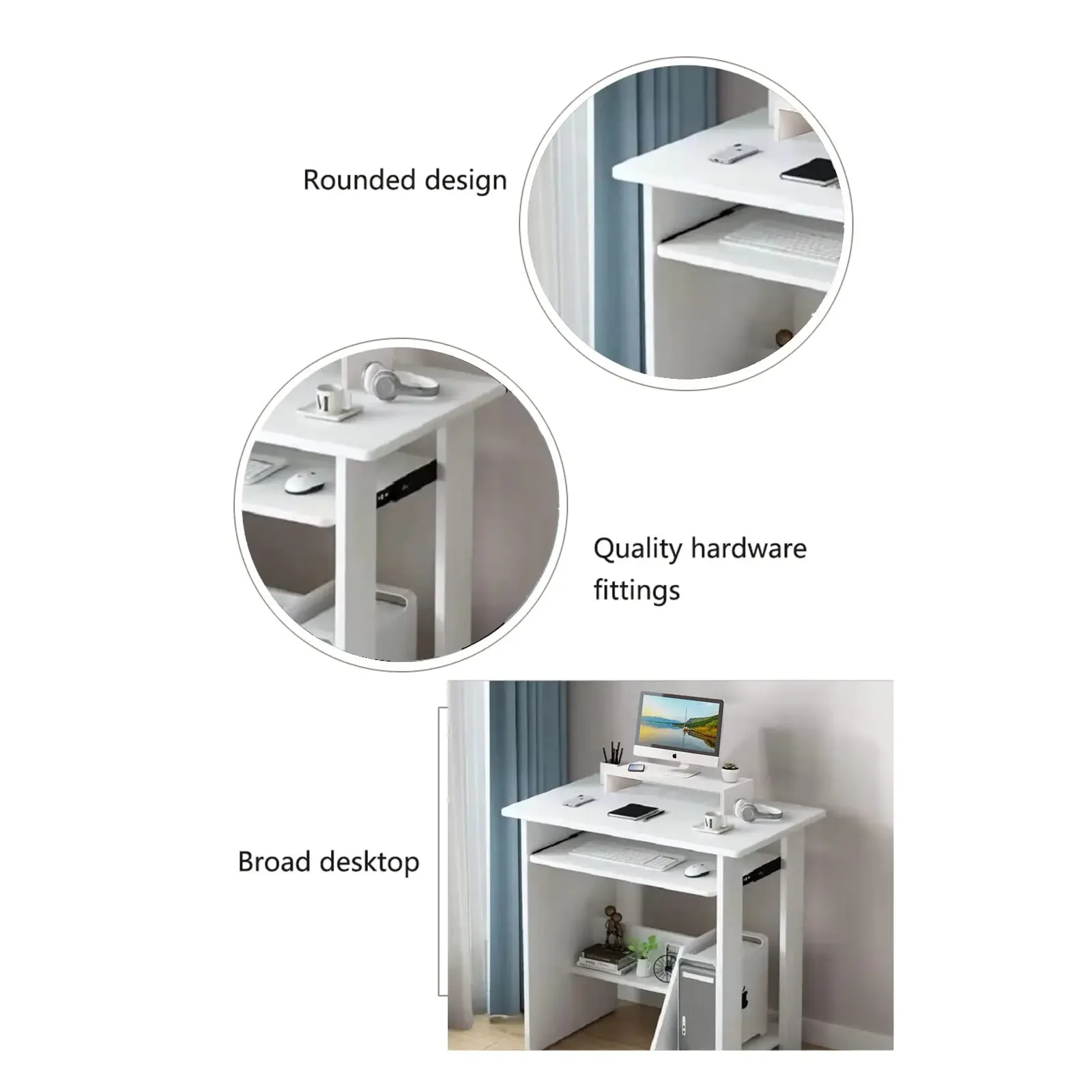 Home Office Computer Desk with Monitor Stand Keyboard Tray,  Study Desk PC Laptop Table , Modern Workstation for Small Spaces 3