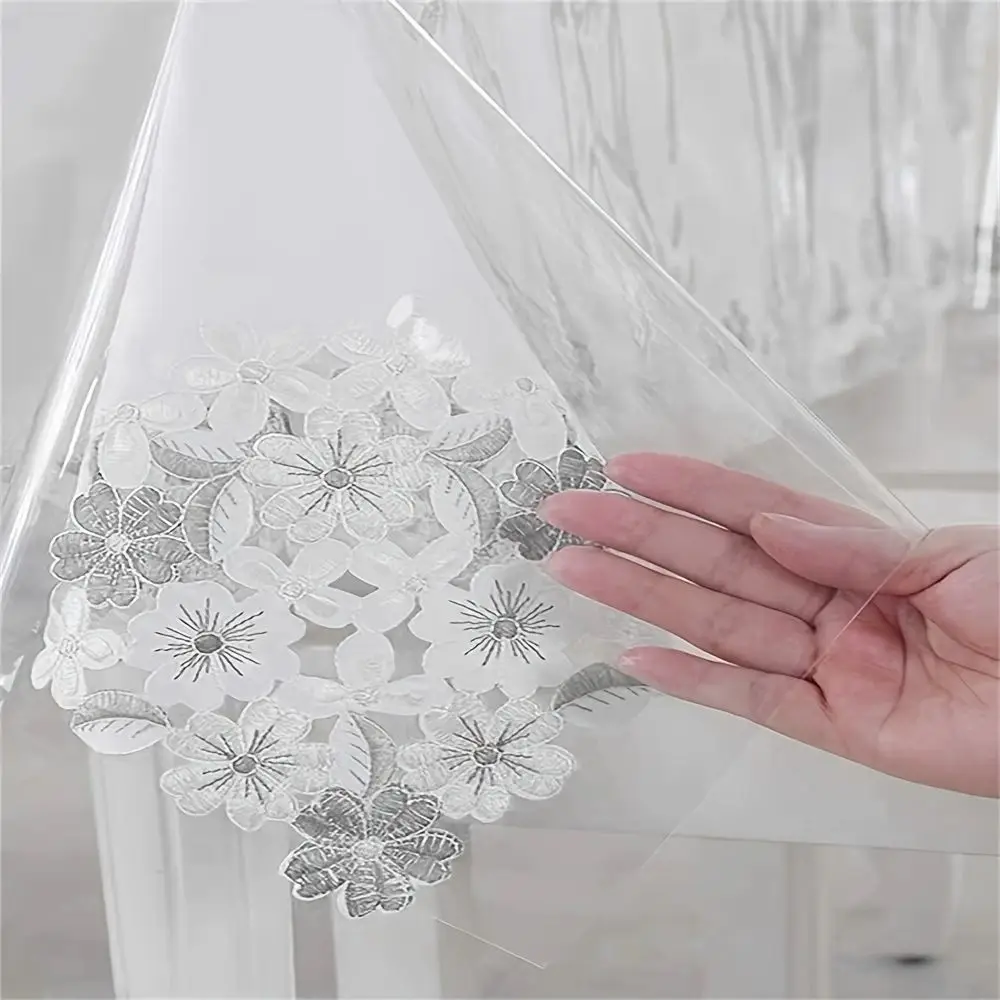 PVC transparent tablecloth with a thickness of 0.25mm, heat-resistant, waterproof, and oil resistant dining table mat, 1pc