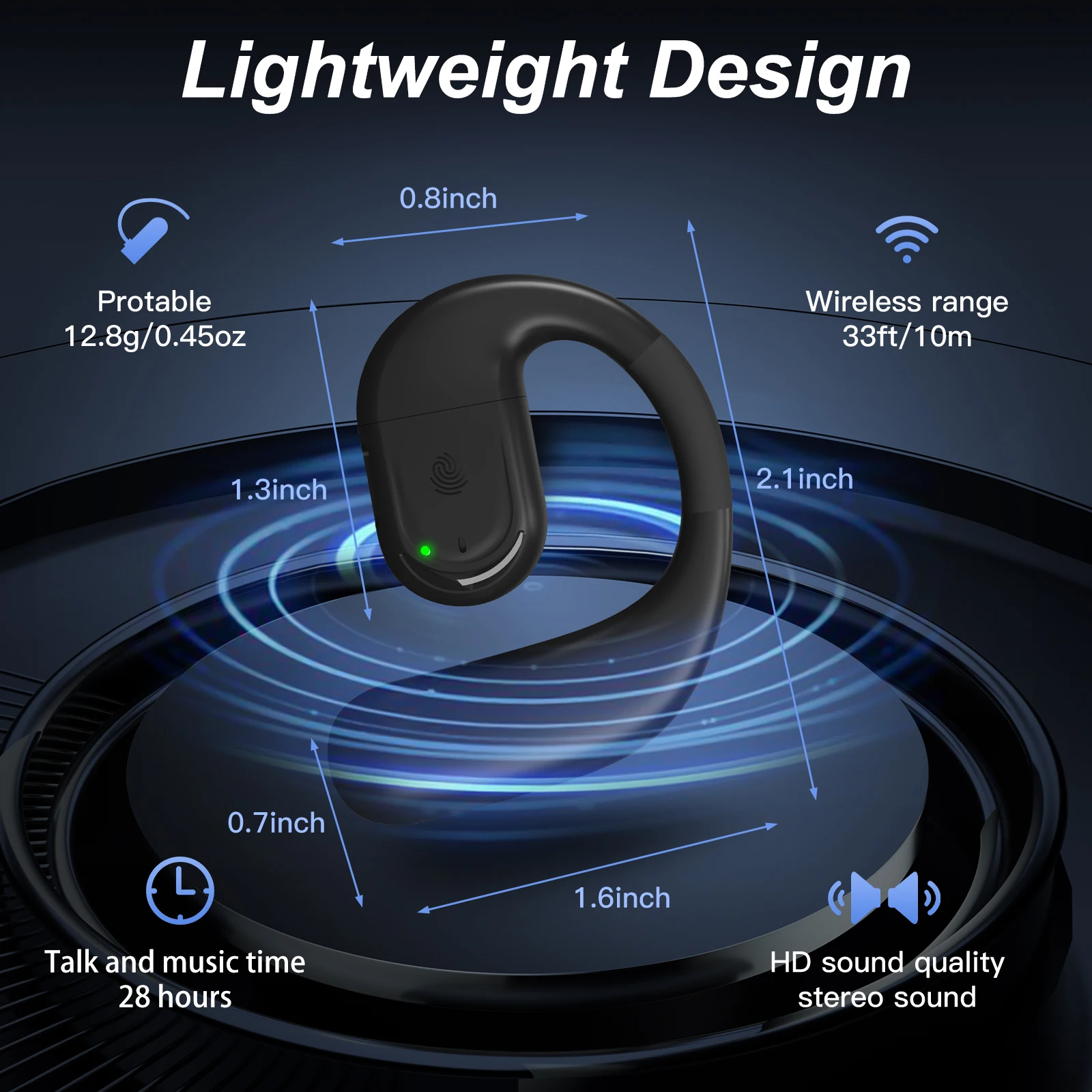 Bluetooth 5.4 Business Earphone with HD Mic and HiFi Stereo Sound