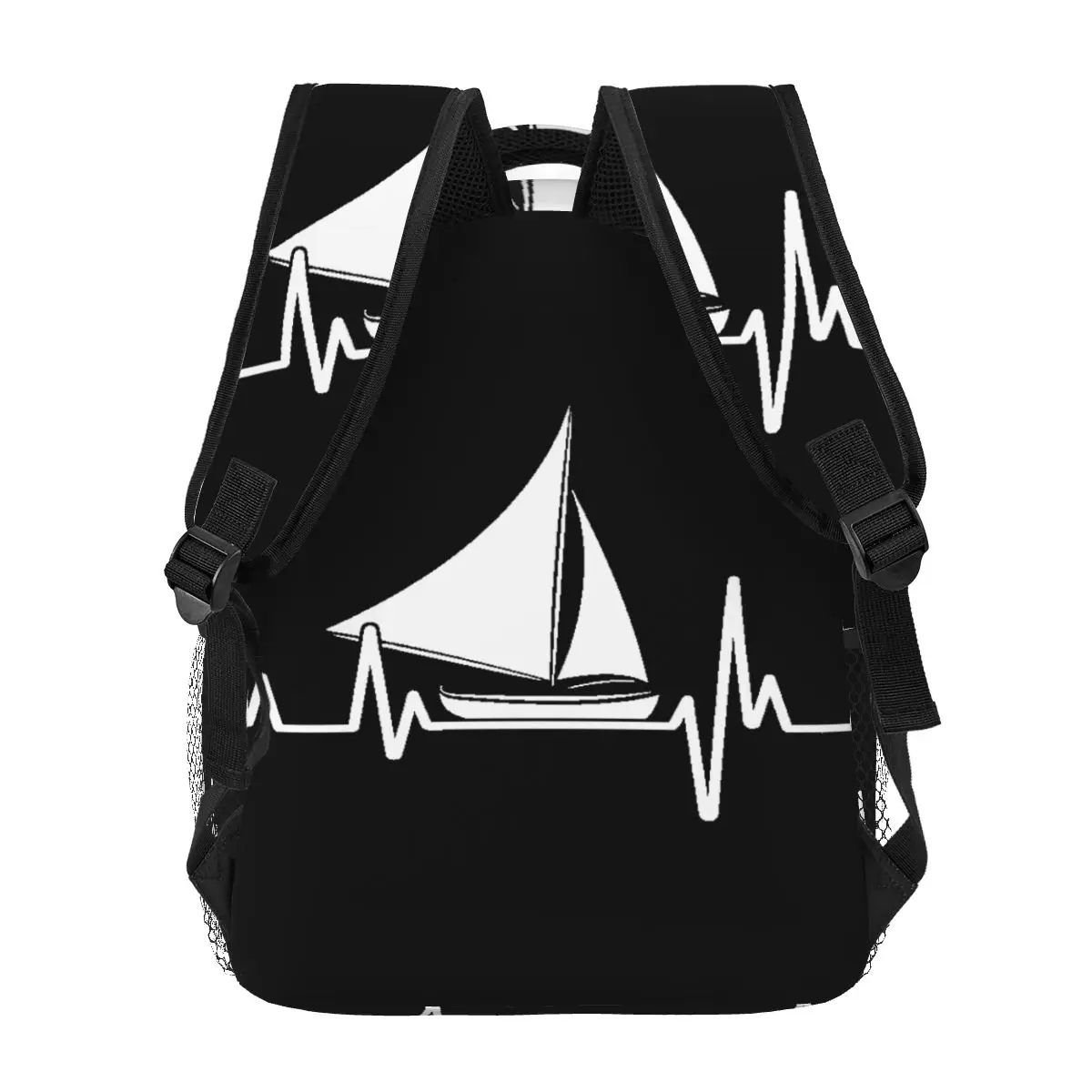 Heartbeat Sailing Sailboat Casual Backpack Unisex Students Leisure Travel Computer Backpack