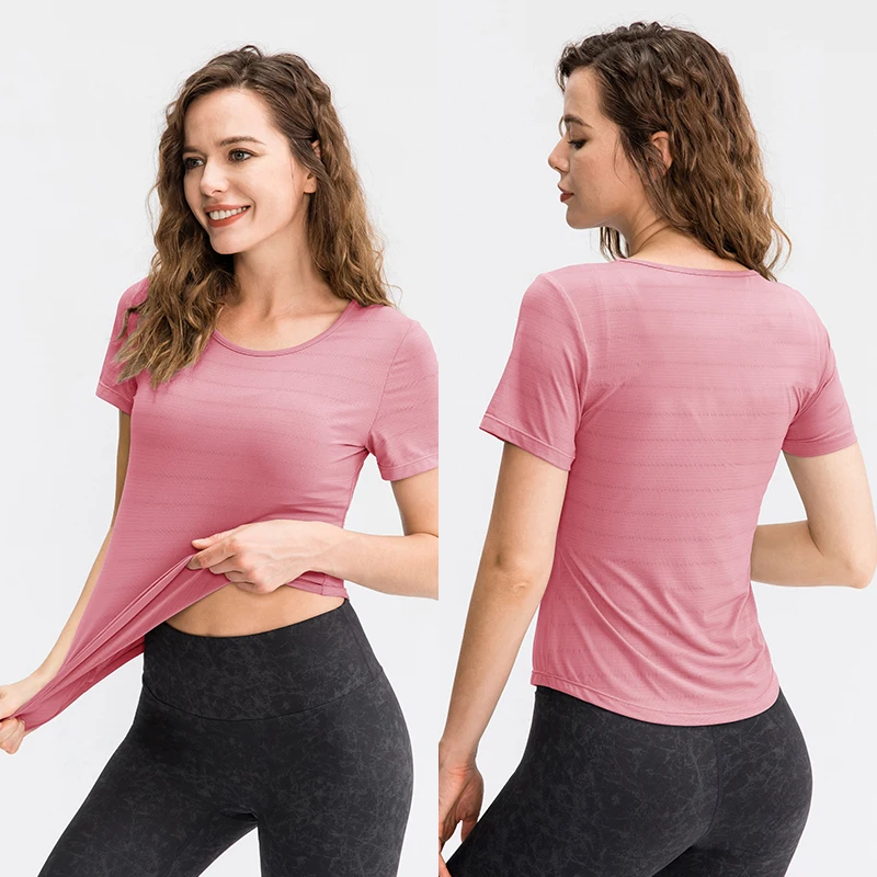 Women Sports T Shirt Yoga Top Summer Casual Quick Dry Outdoor Running Athletic Breathable Gym Tops