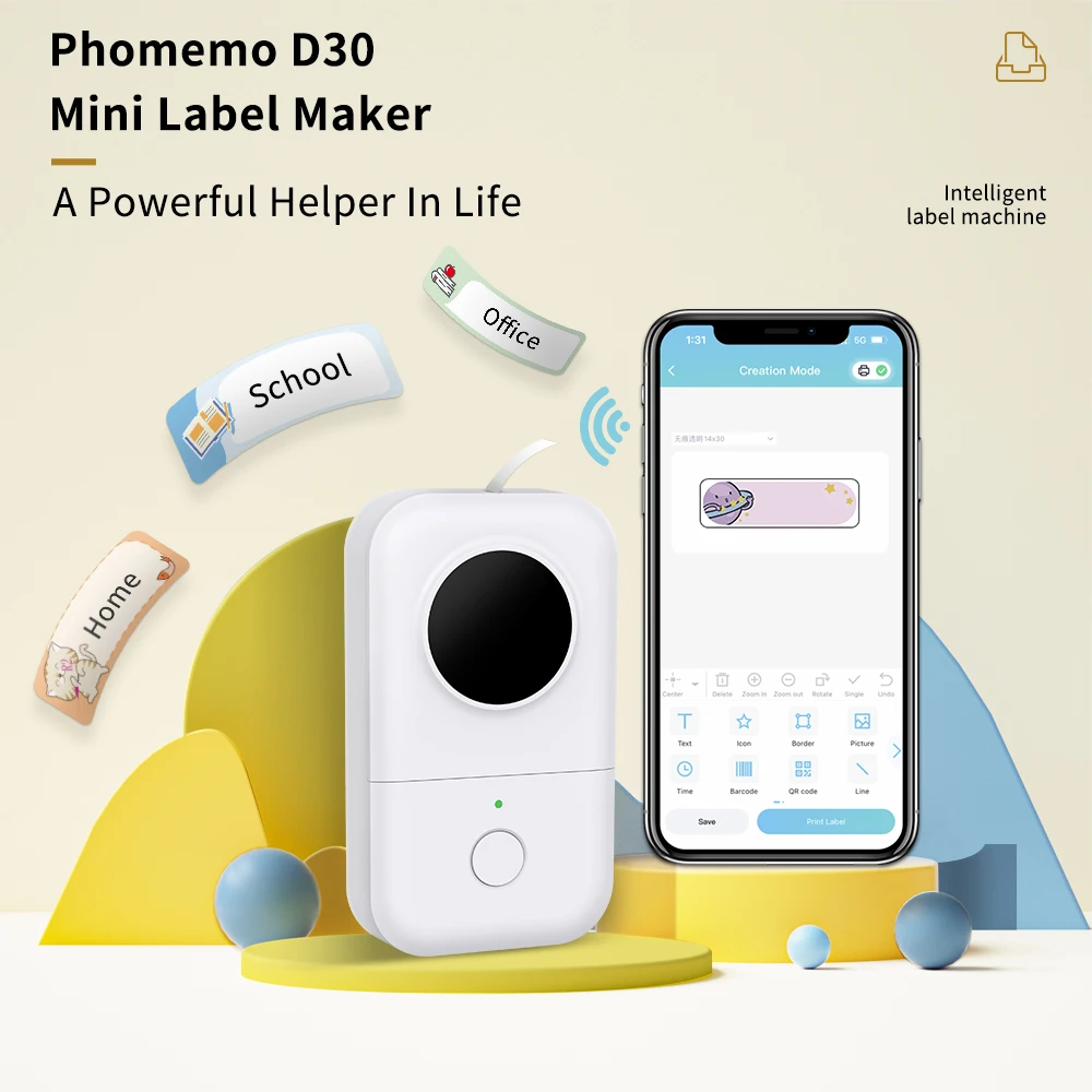 Phomemo D30 Label Printer Wireless Mini Pocket Smartphone Label Maker