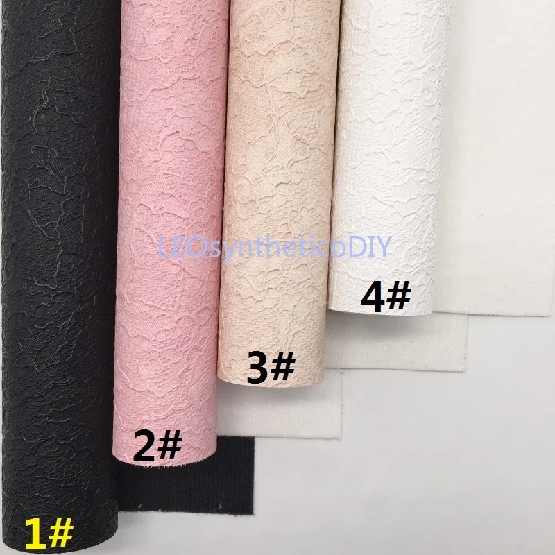 1PC 21X29CM Lace Flowers Embossed Faux Leather Fabric, Synthetic Leather Fabric For Making Bows LEOsyntheticoDIY T316B